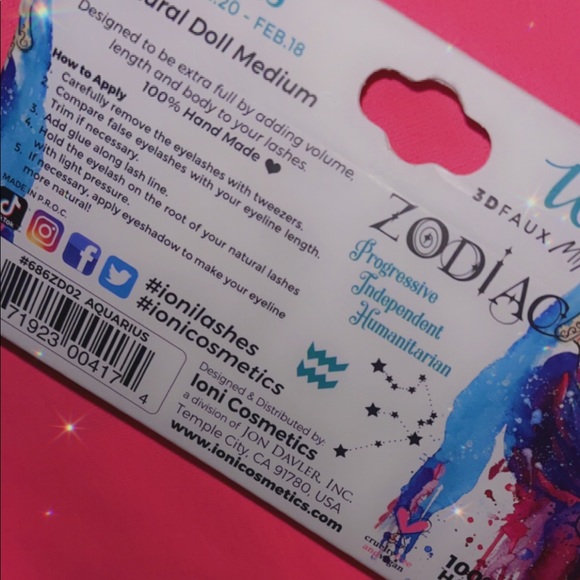 🖤5/$25🖤loni Cosmetics 3D Faux Mink Aquarius natural doll medium lashes - Picture 2 of 3